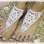 Barefoot sandals handmade 100% cotton great for beach wedding summer slave sandals foot jewelry resort wear Catherine Cole BF-2
