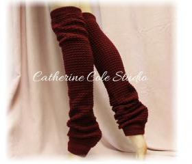 BURGUNDY Basic Dancer ballerina yoga Extra Long leg warmers womens popcorn texture roomier LW02 by Catherine Cole Studio legwarmersFrom CatherineColeStudio